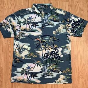 Bad Birdie Shirt Mens Large Green Tropic Thunder Floral Jungle Core Performance